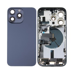 Tampa Traseira+Frame+Flex Apple iPhone 15 Pro com  Wireless Charge+Flashlight Flex Titânio Azul